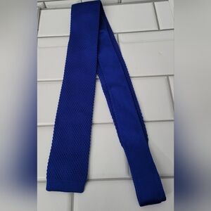 D.Berite Mens Skinny Knit Tie Square Hem Color Royal Blue Classic 55inl 2inw Co
